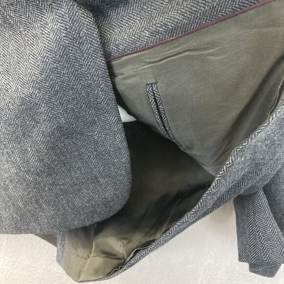 Lands' End 100% Lambswool Blazer Jacket Mens 42R Gray Herringbone Sport Coat EUC - Picture 12 of 16